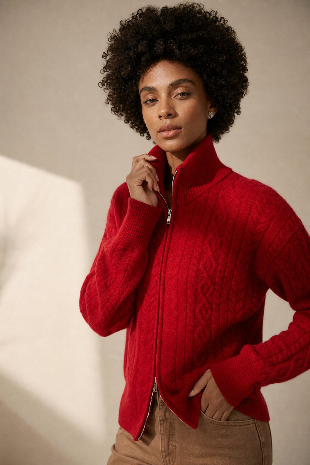 Briarwood Heritage Zip Knit — Red, banana_republic product shot