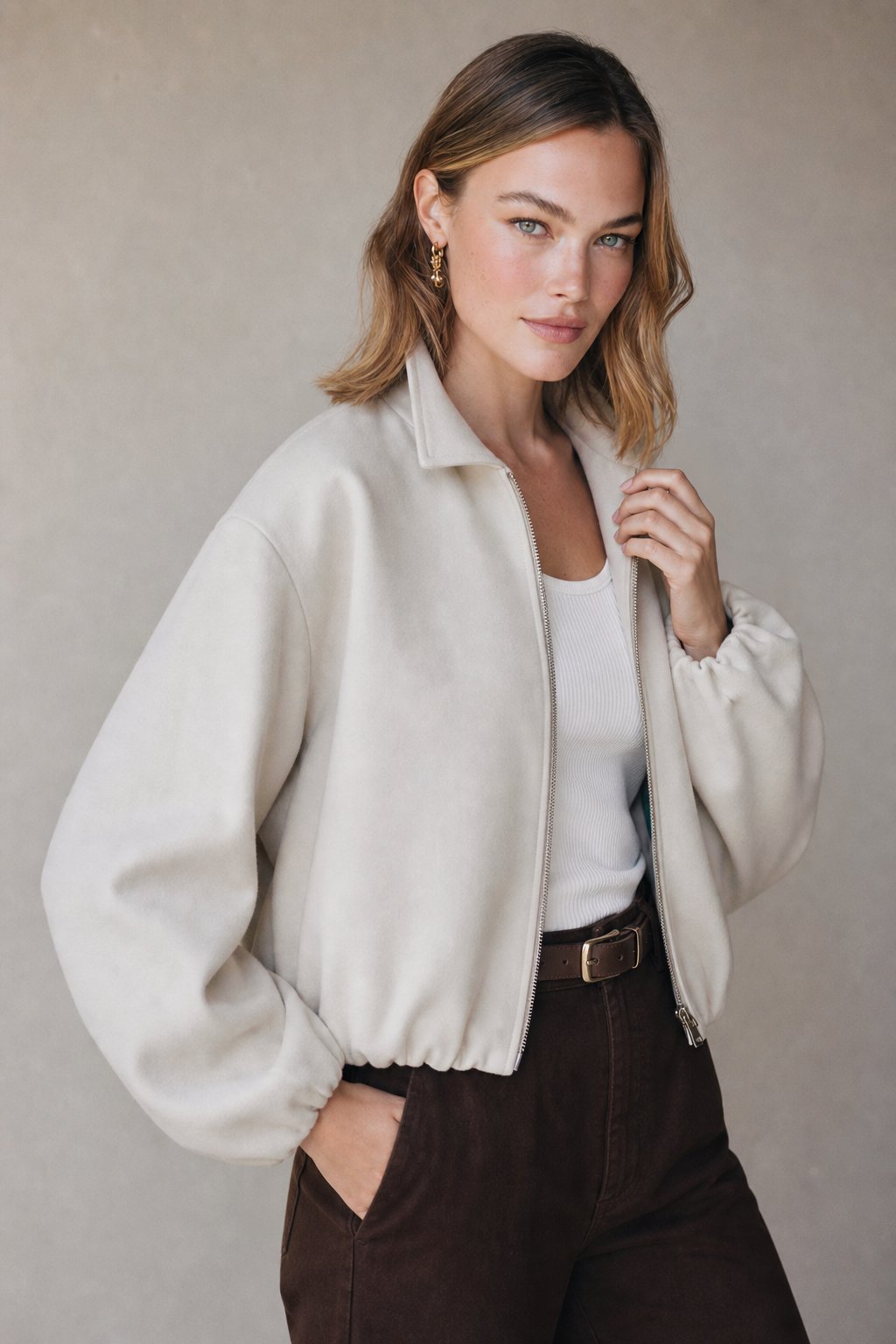 Brooklyn Zip Puffy Jacket — White, banana_republic product shot