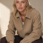 Brooklyn Zip Puffy Jacket — Tan, banana_republic product shot