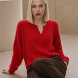 Brushed Mink Wool Pullover — Red, banana_republic product shot