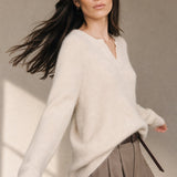 Brushed Mink Wool Pullover — White, banana_republic product shot