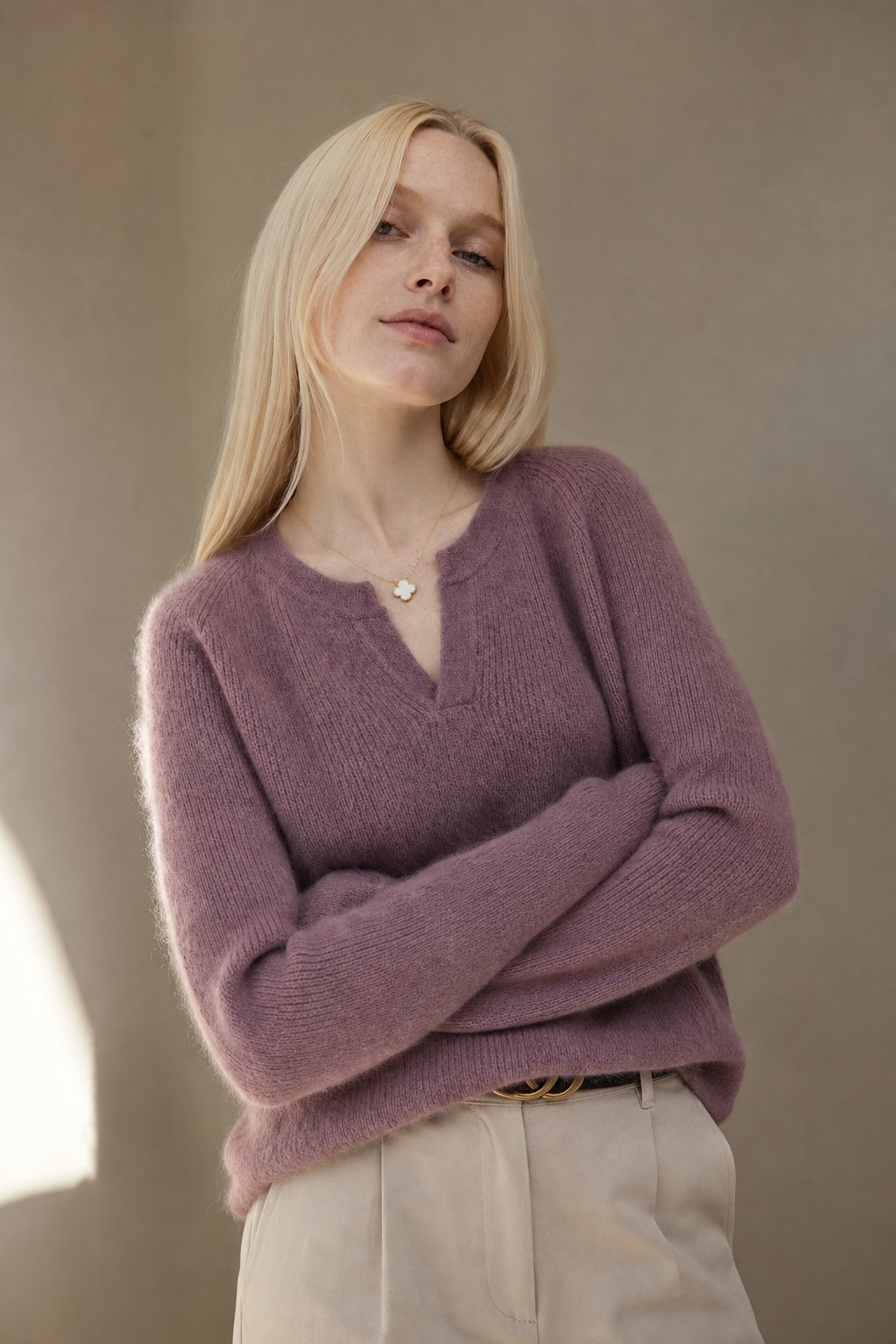 Brushed Mink Wool Pullover — Lavender, banana_republic product shot