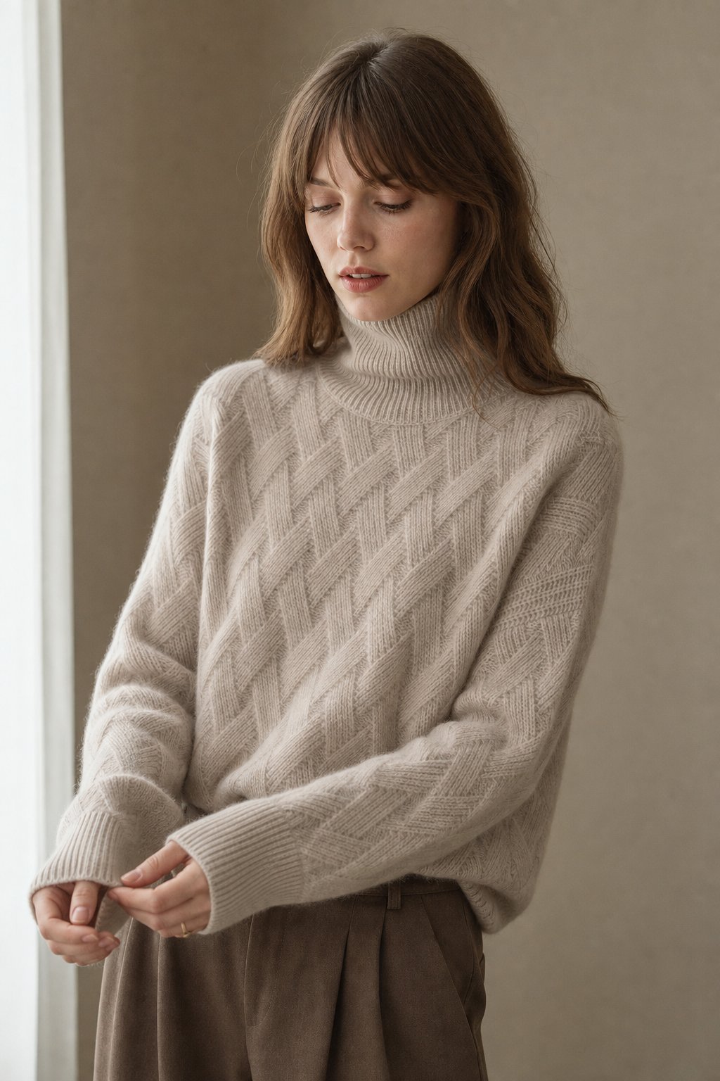 Cambria Cable Turtleneck Sweater — Camel, banana_republic product shot