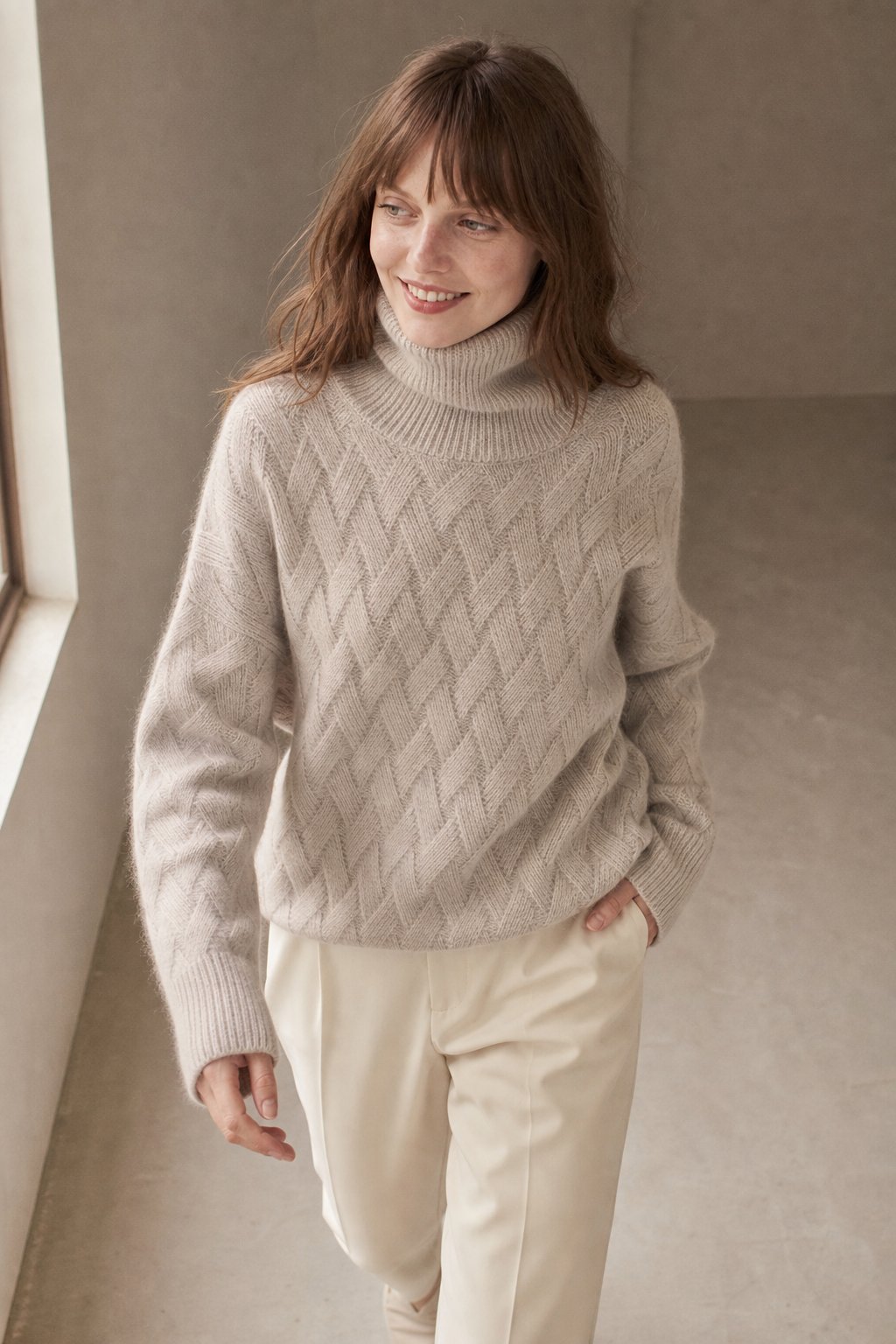 Cambria Cable Turtleneck Sweater — Camel, banana_republic product shot