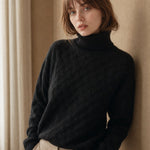 Cambria Cable Turtleneck Sweater — Black, banana_republic product shot