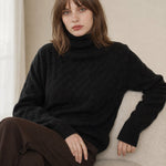 Cambria Cable Turtleneck Sweater — Black, banana_republic product shot
