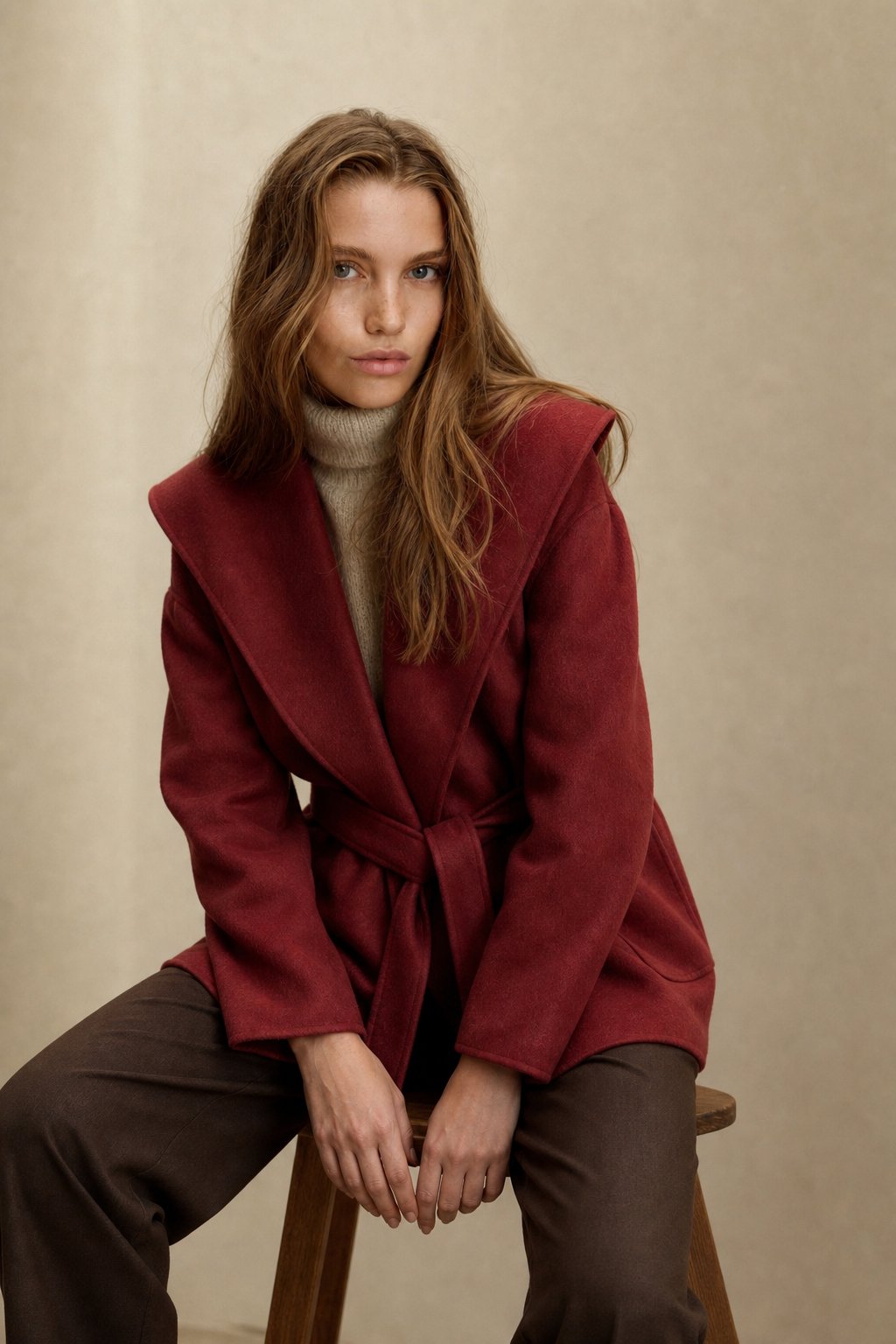 Camel-Hair Long Pointed Coat — Red, banana_republic product shot