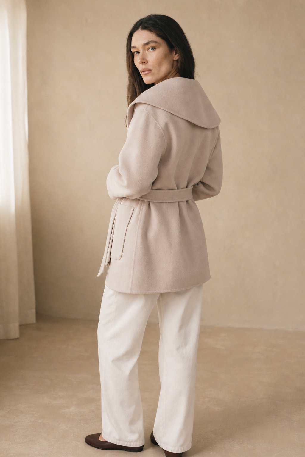 Camel-Hair Long Pointed Coat — Ivory, banana_republic product shot