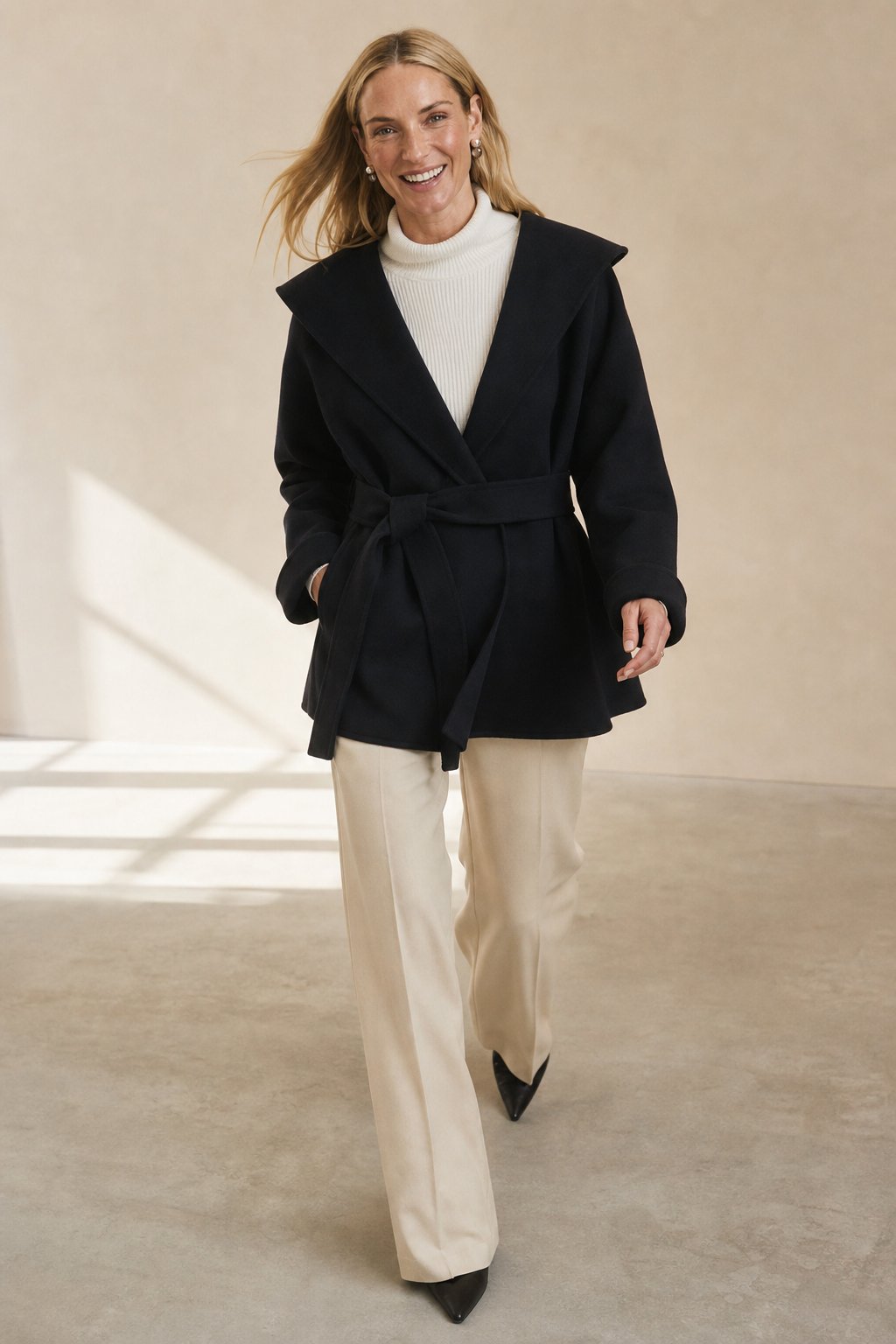 Camel-Hair Long Pointed Coat — Black, banana_republic product shot