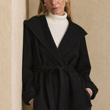Camel-Hair Long Pointed Coat — Black, banana_republic product shot