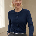 Camille Knit Button Cardigan — Navy, banana_republic product shot