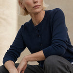 Camille Knit Button Cardigan — Navy, banana_republic product shot