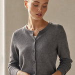 Camille Knit Button Cardigan — Gray, banana_republic product shot