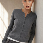 Camille Knit Button Cardigan — Gray, banana_republic product shot