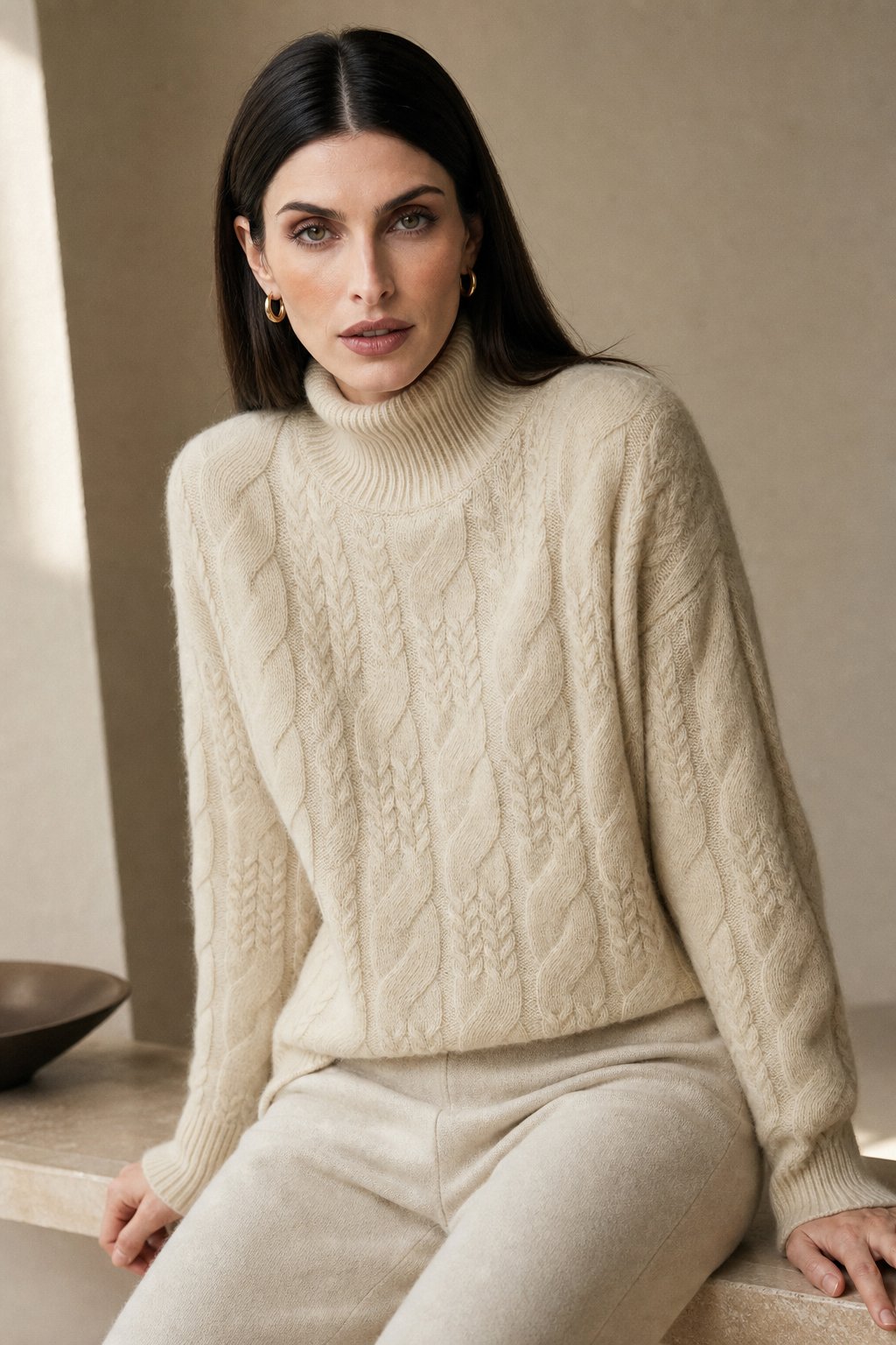 Carinthia Cable Knit Sweater — Crème, banana_republic product shot