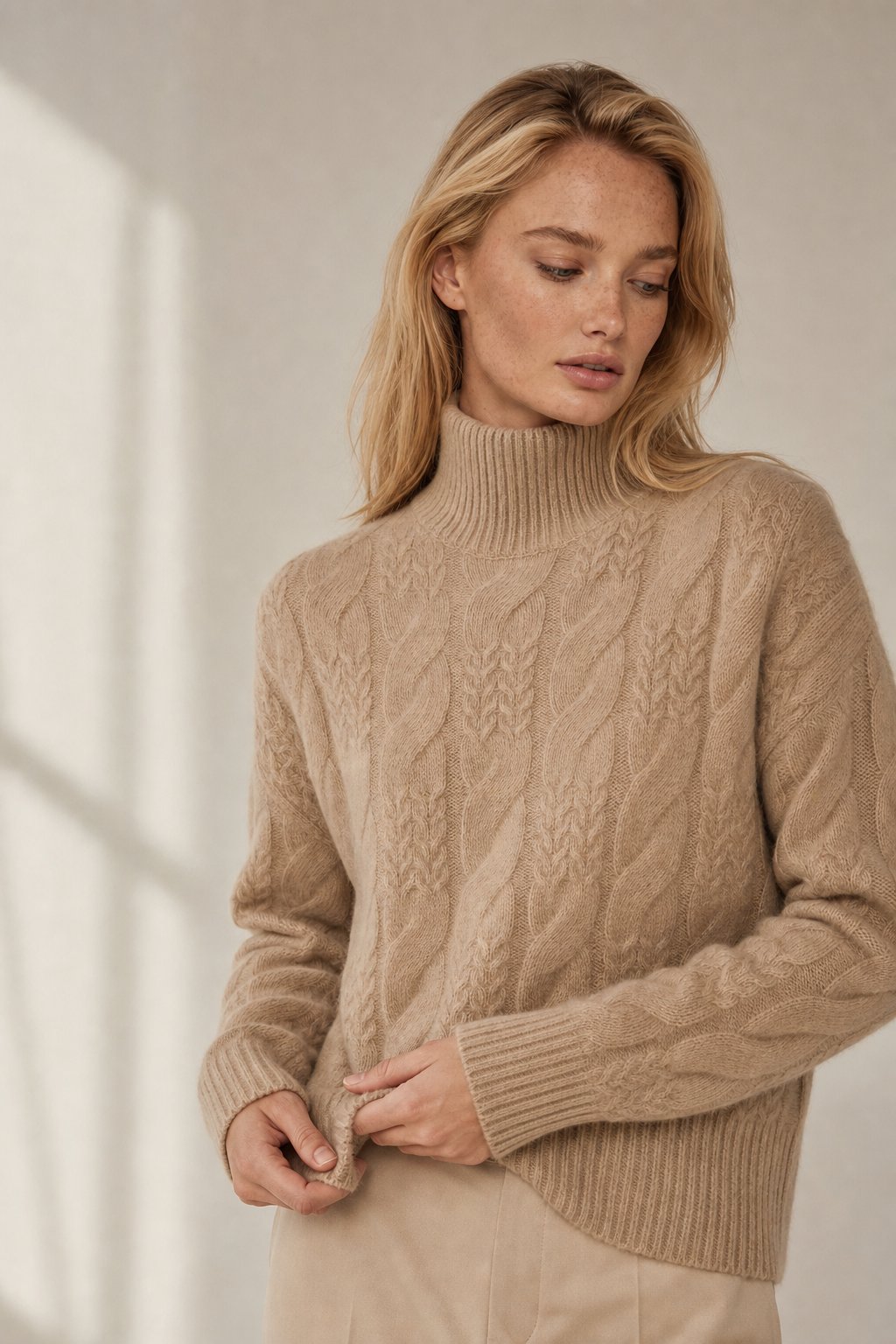 Carinthia Cable Knit Sweater — Beige, banana_republic product shot
