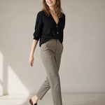 Castello High-Waist Trousers — Gray, banana_republic product shot