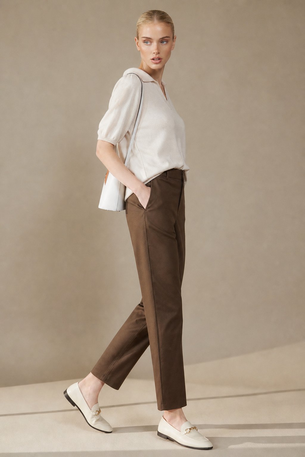 Castello High-Waist Trousers — Brown, banana_republic product shot