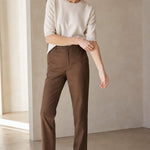 Castello High-Waist Trousers — Brown, banana_republic product shot