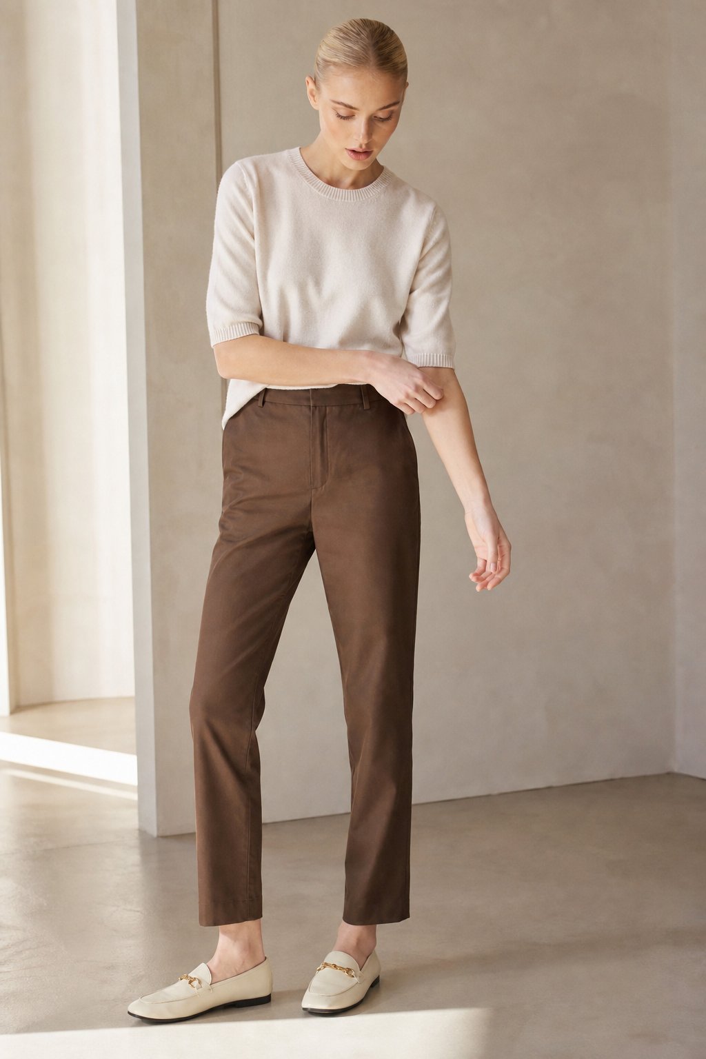 Castello High-Waist Trousers — Brown, banana_republic product shot
