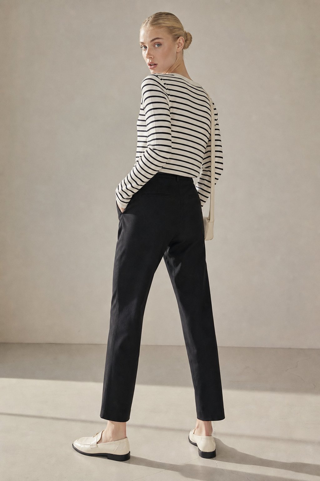 Castello High-Waist Trousers — Black, banana_republic product shot