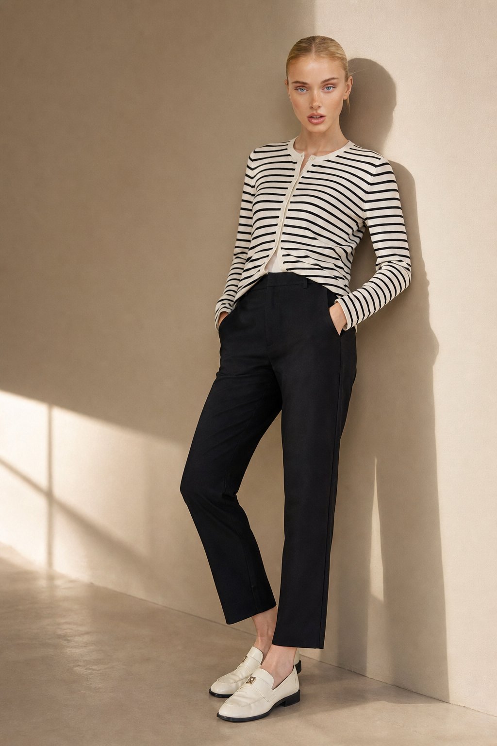 Castello High-Waist Trousers — Black, banana_republic product shot