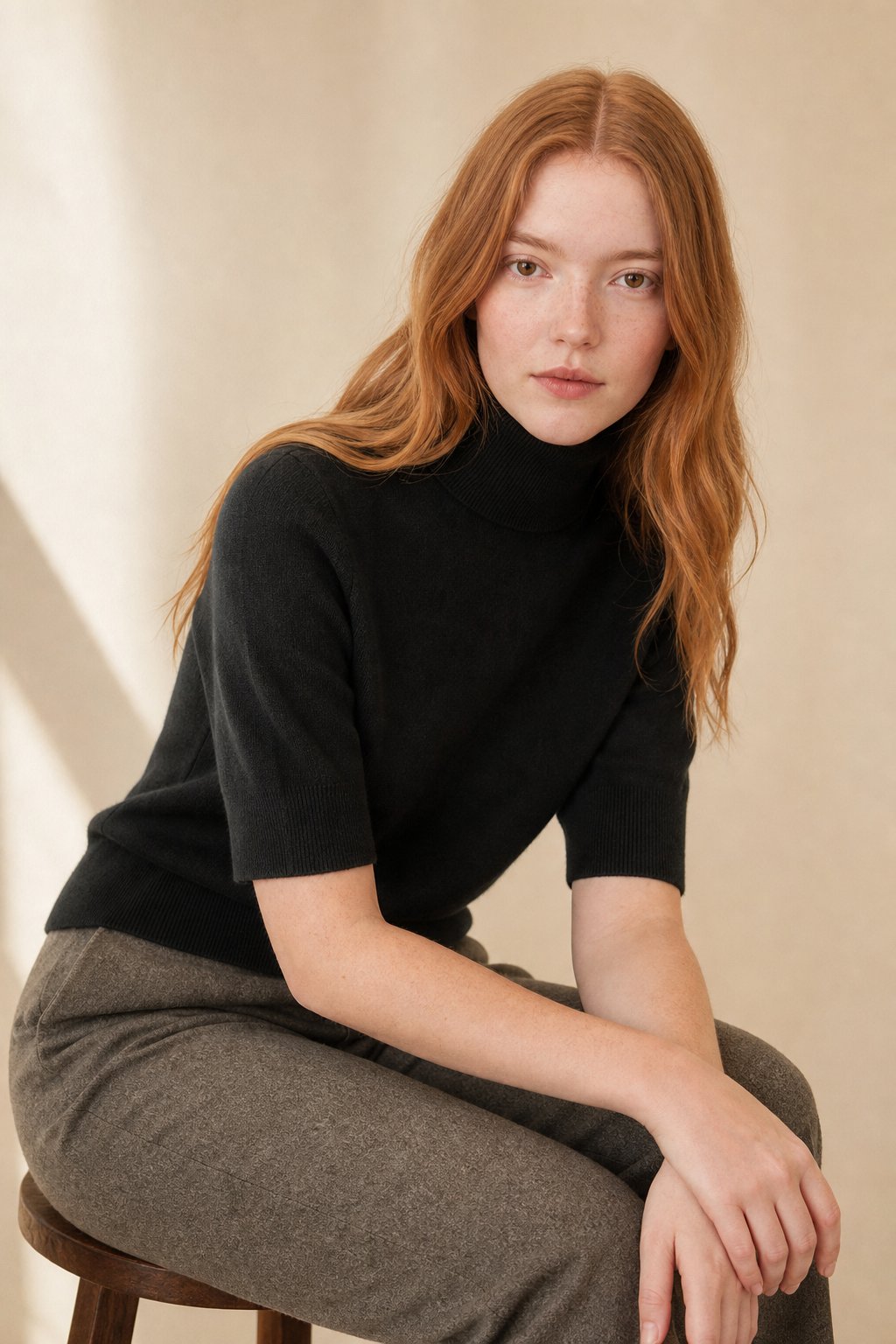 Celine Cashmere Turtleneck Tee — Black, banana_republic product shot