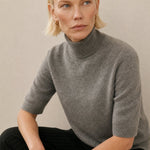 Celine Cashmere Turtleneck Tee — Light gray, banana_republic product shot