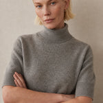 Celine Cashmere Turtleneck Tee — Light gray, banana_republic product shot