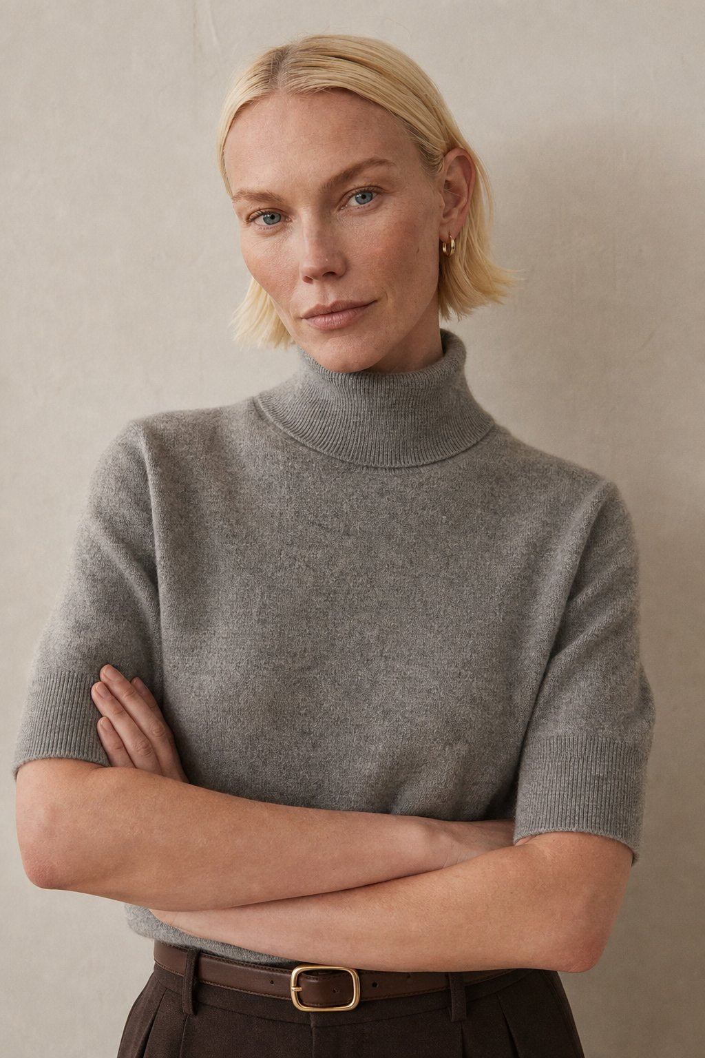 Celine Cashmere Turtleneck Tee — Light gray, banana_republic product shot