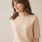 Celine Cashmere Turtleneck Tee — Beige, banana_republic product shot