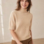Celine Cashmere Turtleneck Tee — Beige, banana_republic product shot