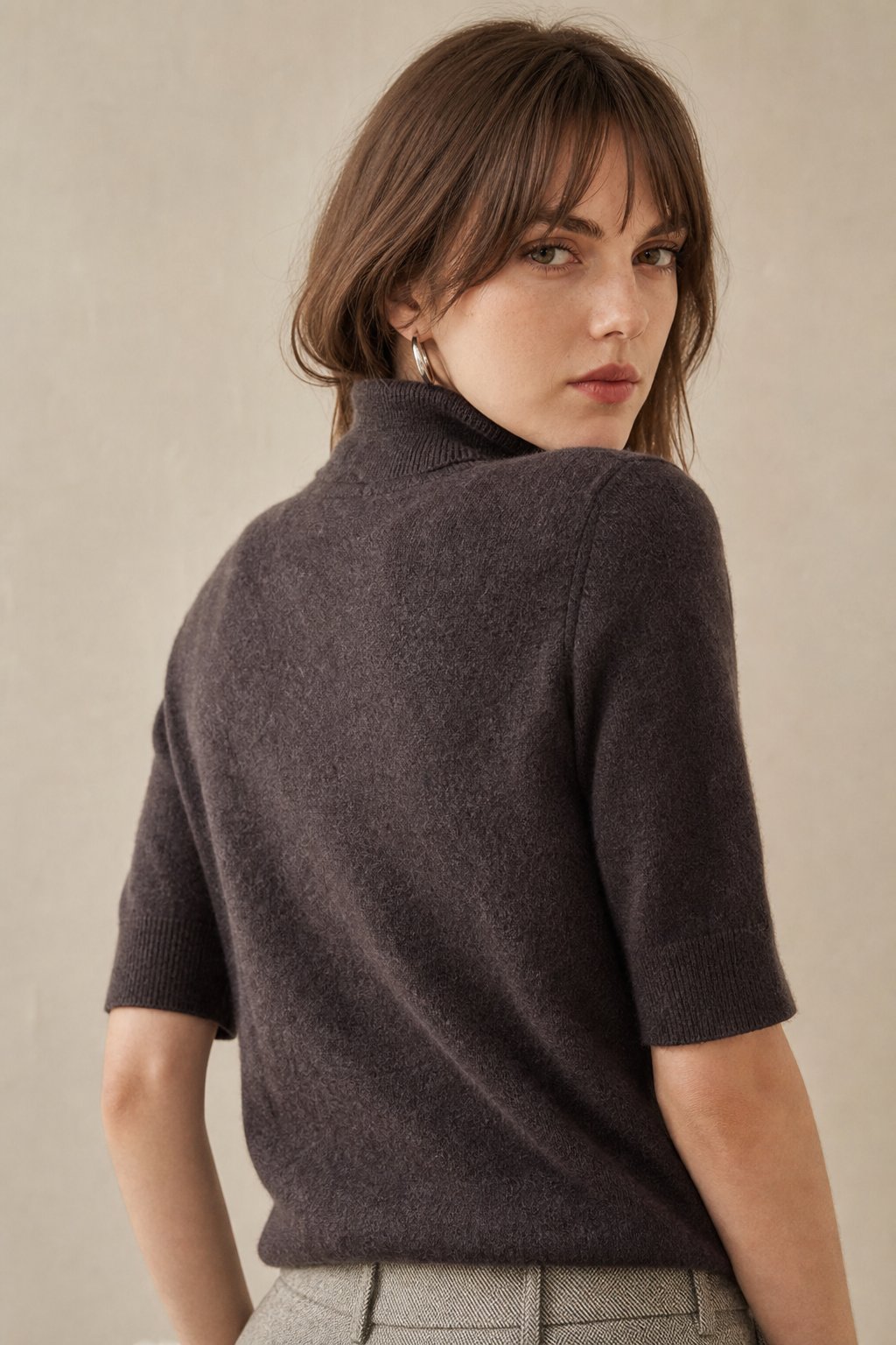Celine Cashmere Turtleneck Tee — Gray, banana_republic product shot