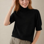 Celine Cashmere Turtleneck Tee — Black, banana_republic product shot