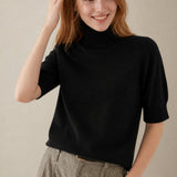 Celine Cashmere Turtleneck Tee — Black, banana_republic product shot