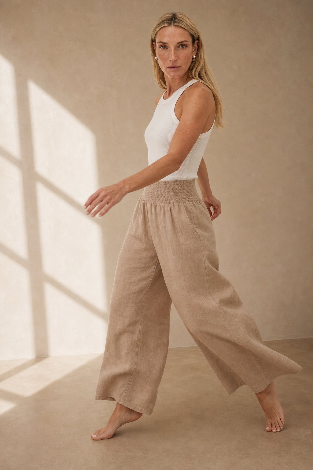 Cersei Wide-Leg Beach Pant — Khaki, banana_republic product shot