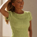 Chloe Cilvaney Ruffle Top — Lime, banana_republic product shot