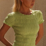 Chloe Cilvaney Ruffle Top — Lime, banana_republic product shot
