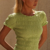 Chloe Cilvaney Ruffle Top — Lime, banana_republic product shot