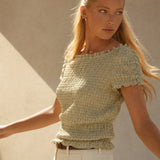 Chloe Cilvaney Ruffle Top — Beige, banana_republic product shot