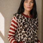 Chloe Leopard Striped Top — Red, banana_republic product shot