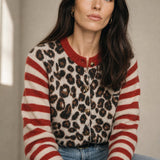 Chloe Leopard Striped Top — Red, banana_republic product shot