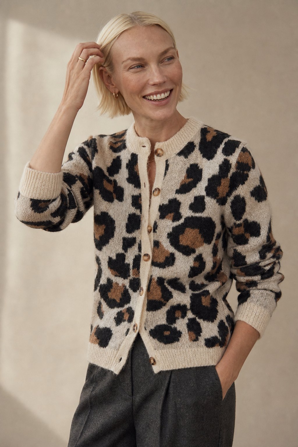 Chloe Leopard Striped Top — Ivory, banana_republic product shot