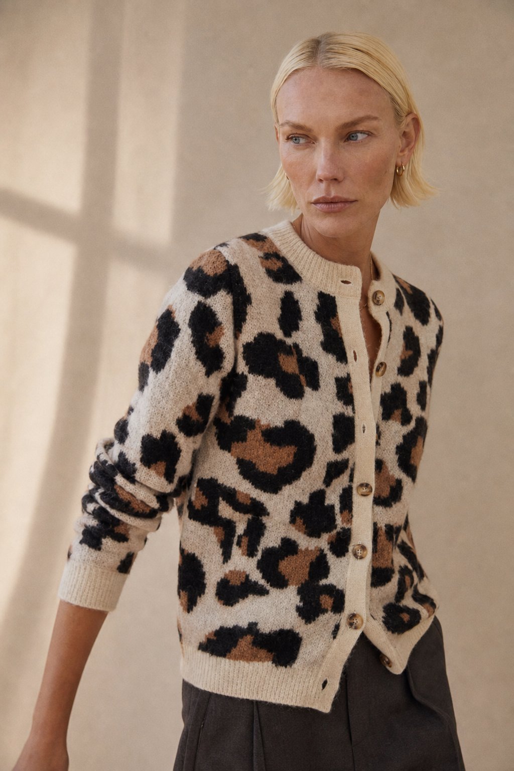 Chloe Leopard Striped Top — Ivory, banana_republic product shot