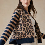 Chloe Leopard Striped Top — Blue, banana_republic product shot