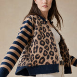 Chloe Leopard Striped Top — Blue, banana_republic product shot