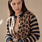 Chloe Leopard Striped Top — Blue, banana_republic product shot