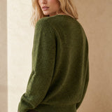 Chunky-Knit Alpaca-Blend cardigan — Green, banana_republic product shot