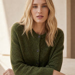 Chunky-Knit Alpaca-Blend cardigan — Green, banana_republic product shot