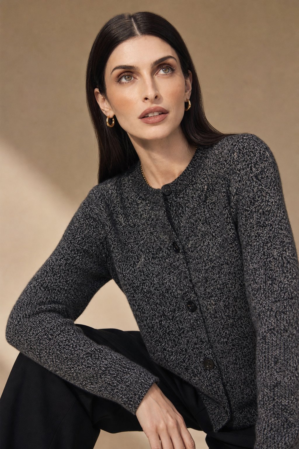 Chunky-Knit Alpaca-Blend cardigan — Gray, banana_republic product shot